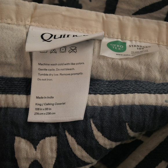 NEW QUINCE Organic Cotton Jacquard Floral Coverlet Blue King California King - Picture 5 of 9